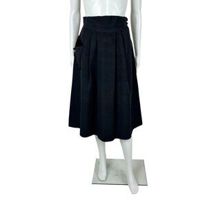 Vintage 50s Black Skirt Women's Size XS High Curve Waisted Pointed Velvet Pocket
